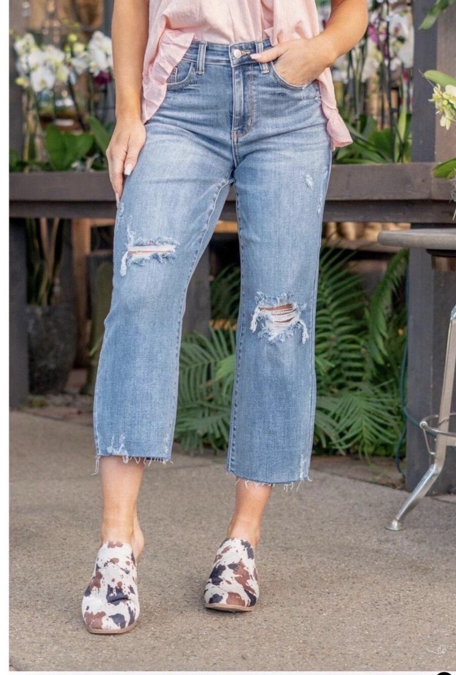 NEW W/TAGS Judy Blue High-Waisted/Wide-Leg Cropped Jeans - Size 18W Women's
